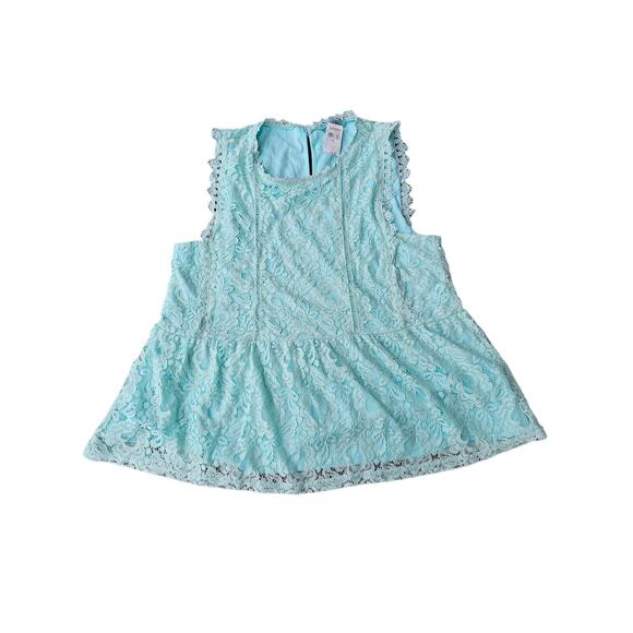 NEW Cavenders April Sky Top Womens Lace Blouse Blue Size Large (477) - Picture 1 of 7